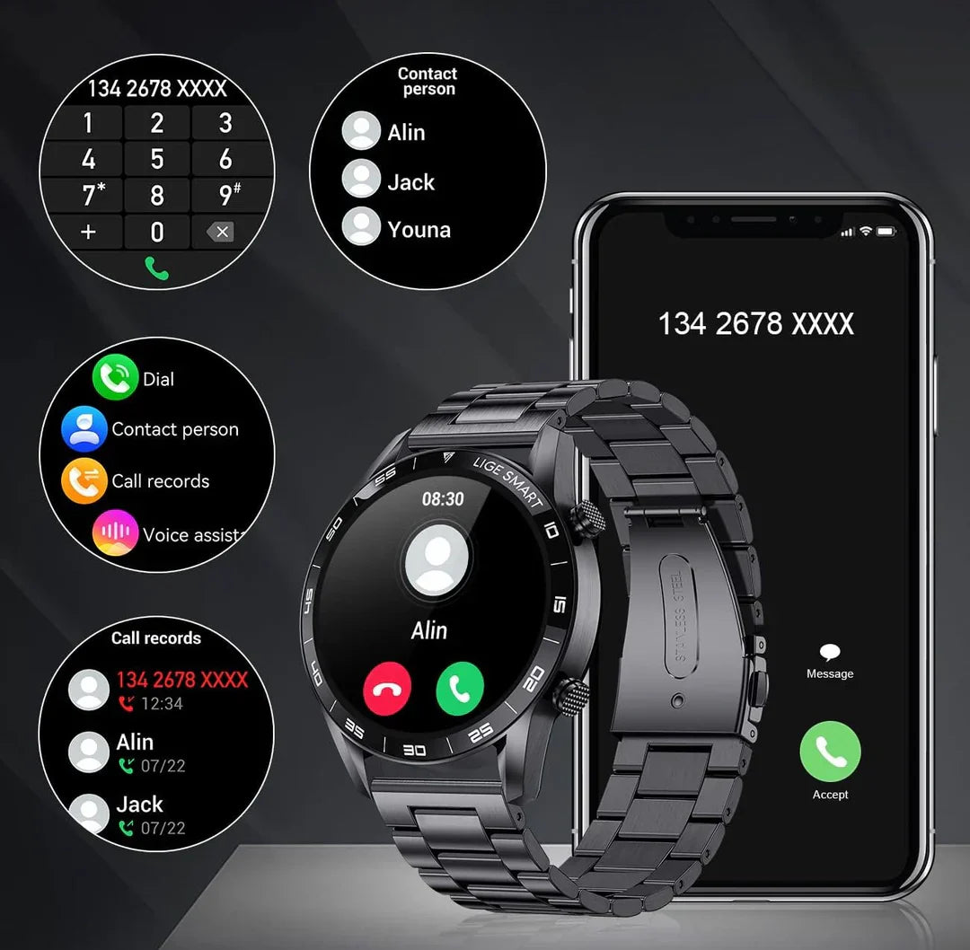 Mannen Smartwatch Met Hartslagmeter en GPS