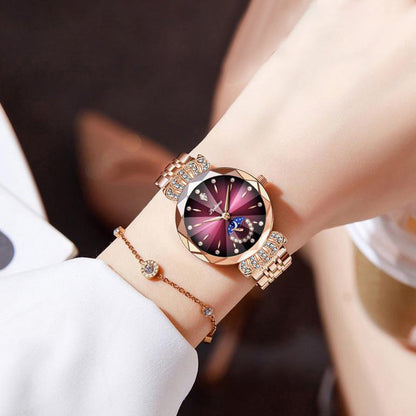 Dameshorloge met Diamanten en Maanster Design