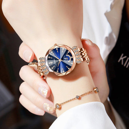 Dameshorloge met Diamanten en Maanster Design