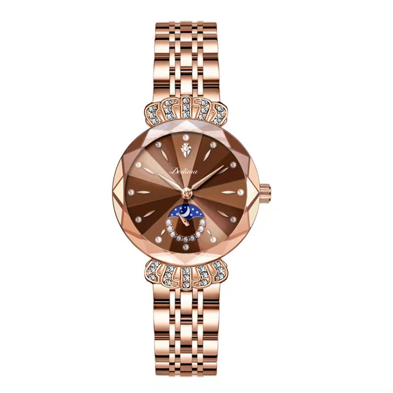 Dameshorloge met Diamanten en Maanster Design