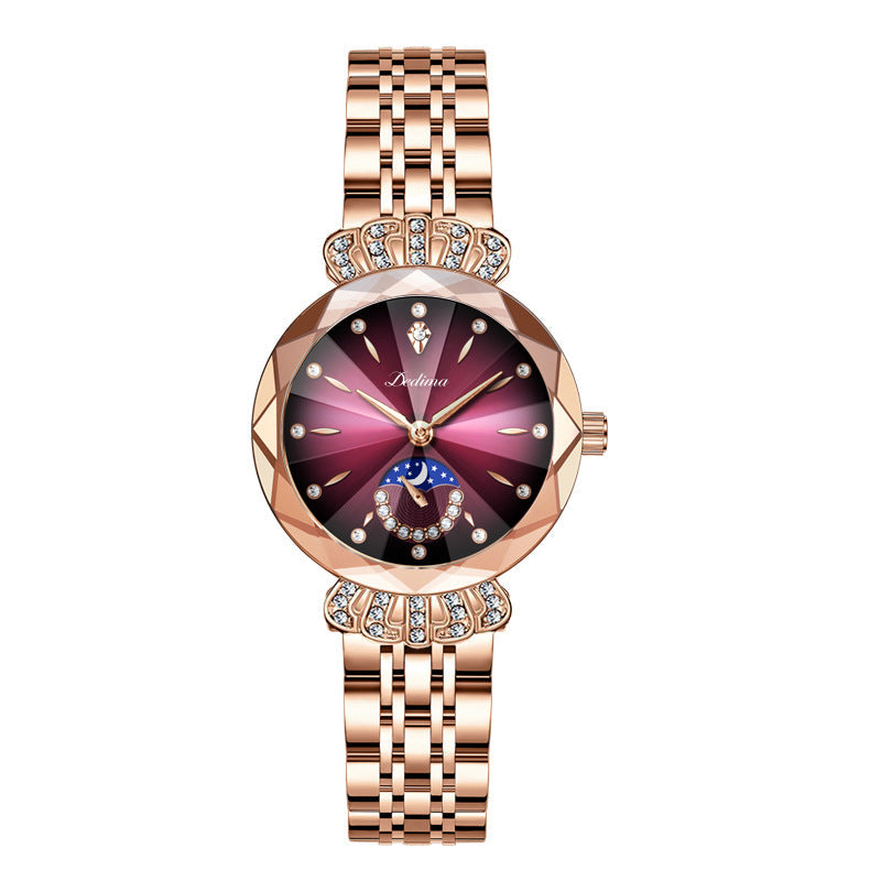 Dameshorloge met Diamanten en Maanster Design