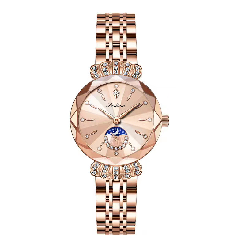 Dameshorloge met Diamanten en Maanster Design