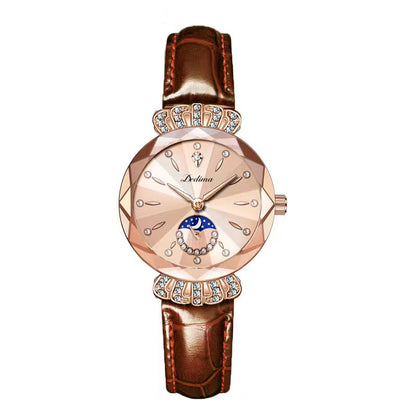 Dameshorloge met Diamanten en Maanster Design