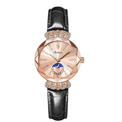 Dameshorloge met Diamanten en Maanster Design