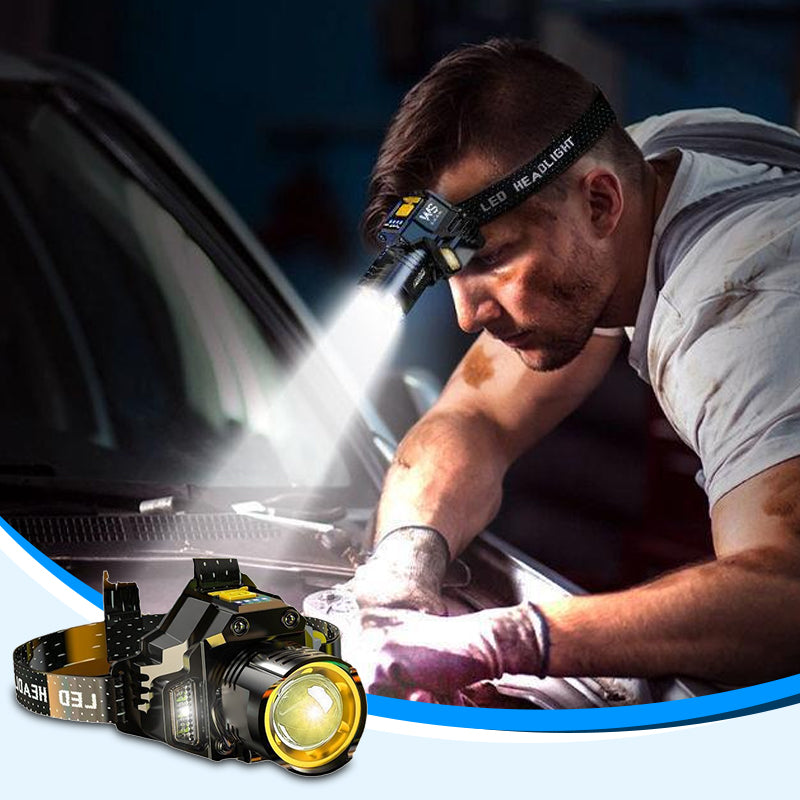 Waterdichte Hoofdlamp Oplaadbaar met LED Verlichting voor Buiten