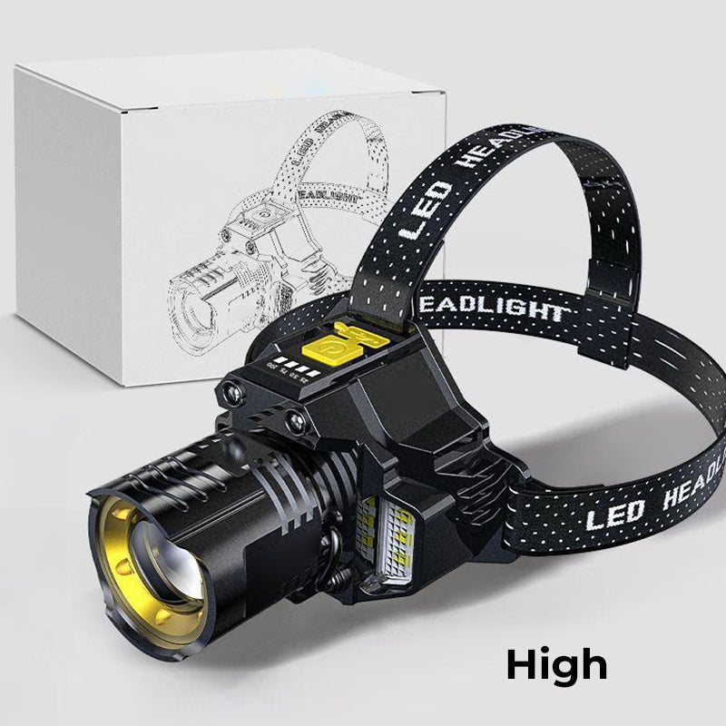 Waterdichte Hoofdlamp Oplaadbaar met LED Verlichting voor Buiten