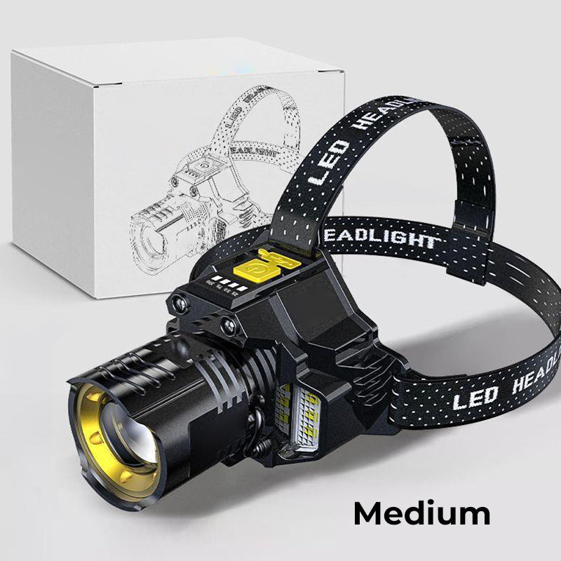 Waterdichte Hoofdlamp Oplaadbaar met LED Verlichting voor Buiten