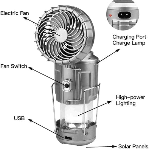LED Lantaarn 6-in-1 Draagbaar met Ventilator en Oplader