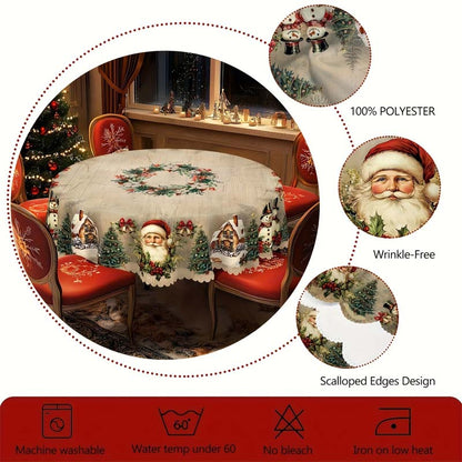 Kersttafelkleed Rendieren Sneeuwmannen Duurzaam Polyester