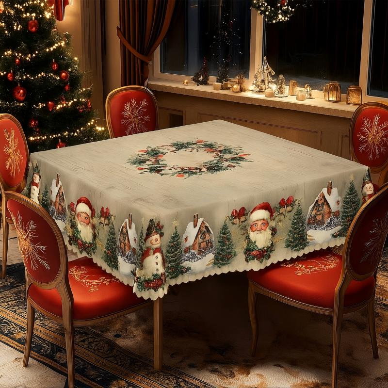 Kersttafelkleed Rendieren Sneeuwmannen Duurzaam Polyester