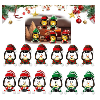 Kerst Lantaarn Mini Sneeuwman Decoratie met Hoed en Sjaal