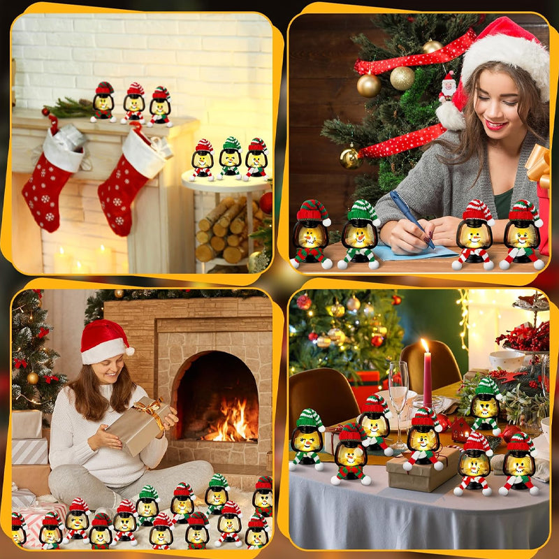 Kerst Lantaarn Mini Sneeuwman Decoratie met Hoed en Sjaal