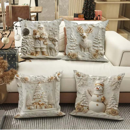 Kerstkussenhoes Set 4-delig Warme Feestelijke Woonkamer Decoratie