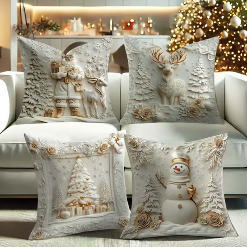 Kerstkussenhoes Set 4-delig Warme Feestelijke Woonkamer Decoratie