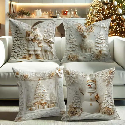 Kerstkussenhoes Set 4-delig Warme Feestelijke Woonkamer Decoratie