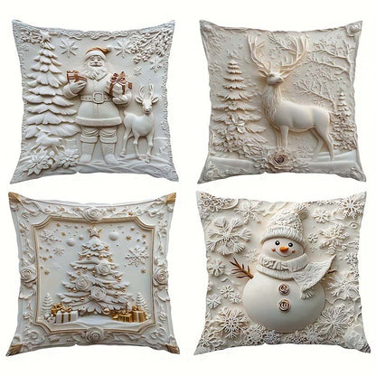 Kerstkussenhoes Set 4-delig Warme Feestelijke Woonkamer Decoratie