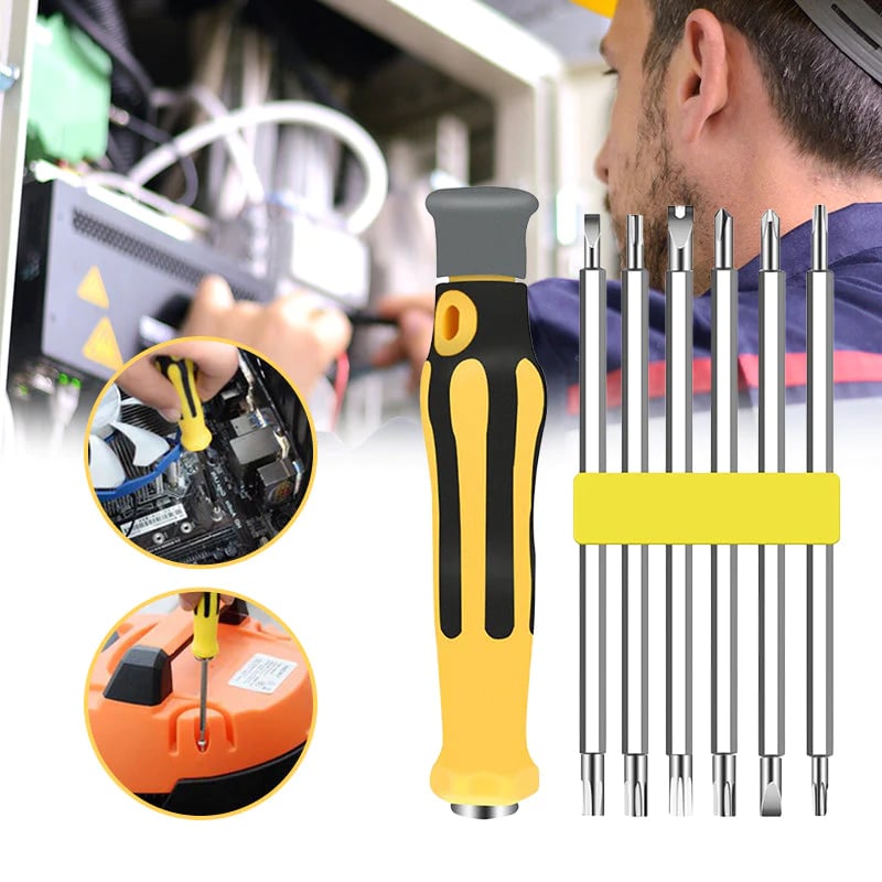 6-in-1 Schroevendraaierset Multifunctioneel met Magnetische Bits - Velinix