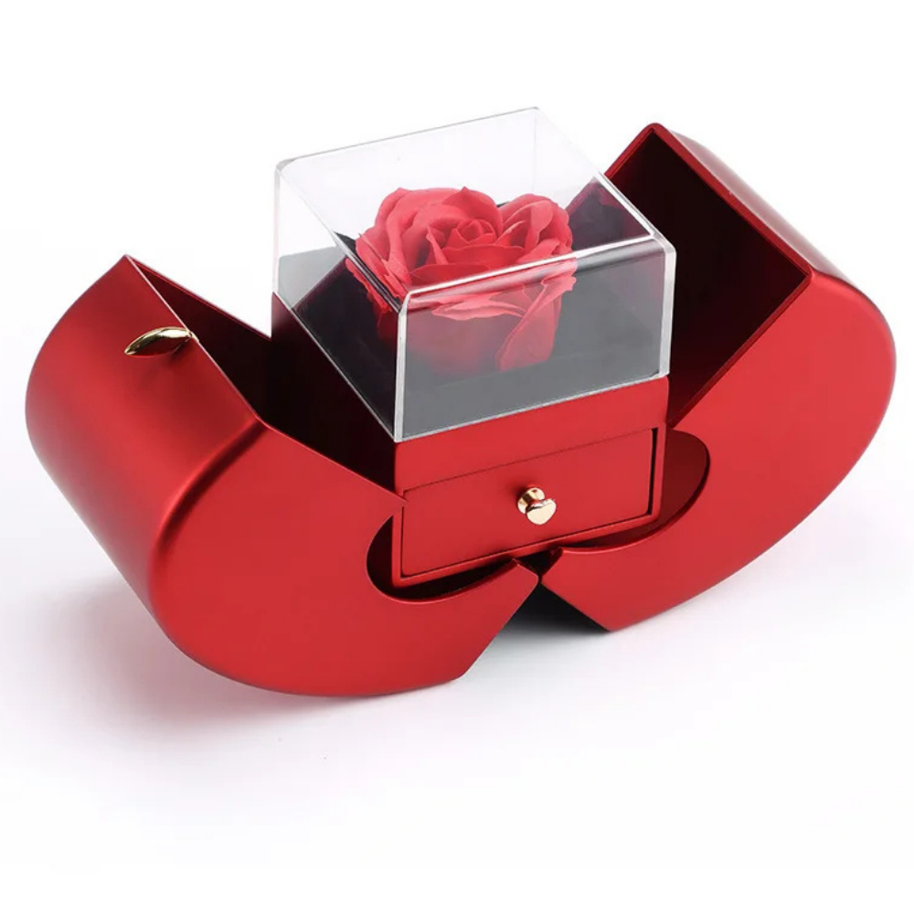 Hartvormige Sieradendoos Roos Cadeau Doos Decoratiebox - Velinix