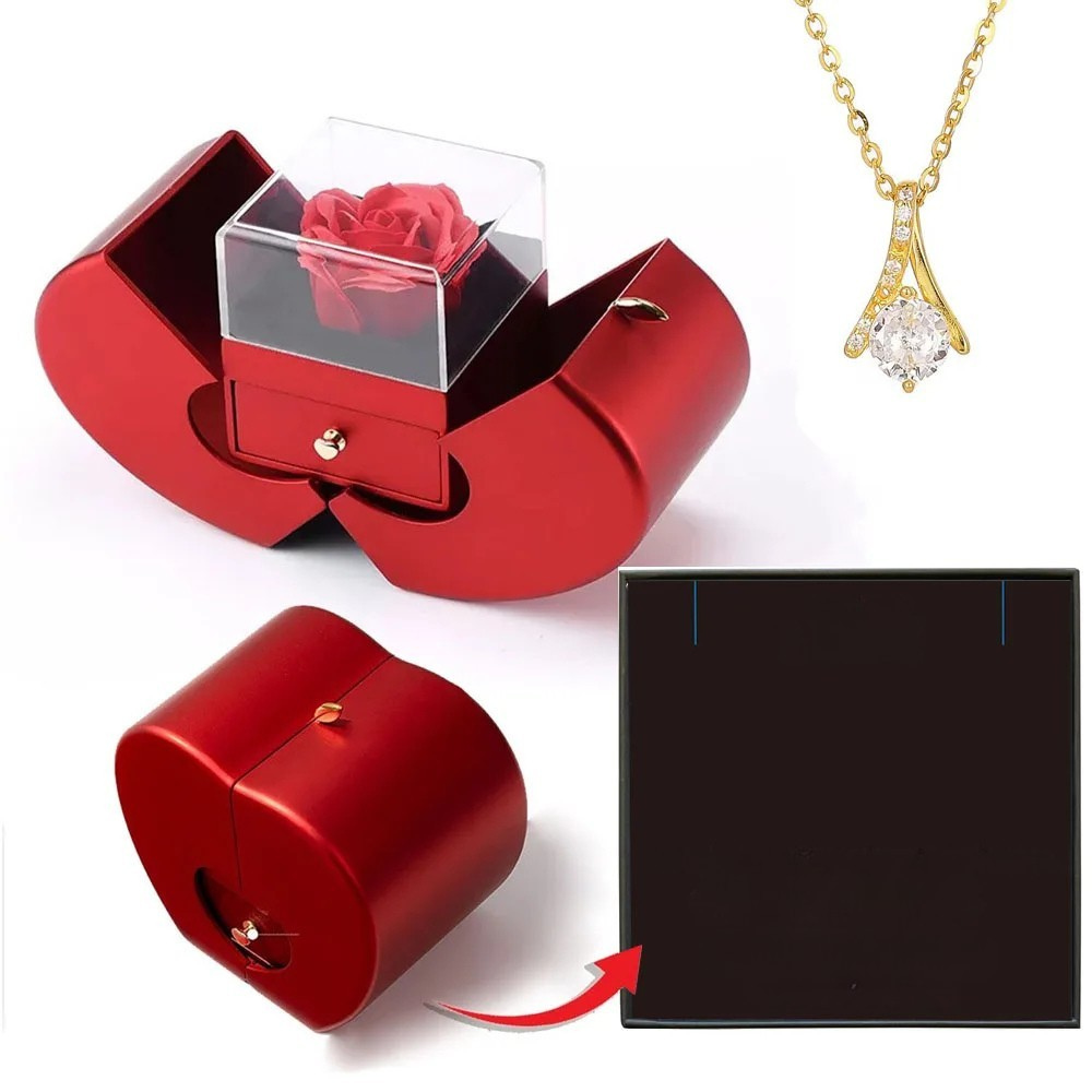 Hartvormige Sieradendoos Roos Cadeau Doos Decoratiebox