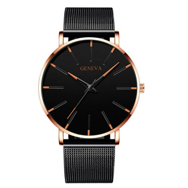 Dunne Zaken Horloge voor Mannen met Lederen Band