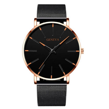Dunne Zaken Horloge voor Mannen met Lederen Band