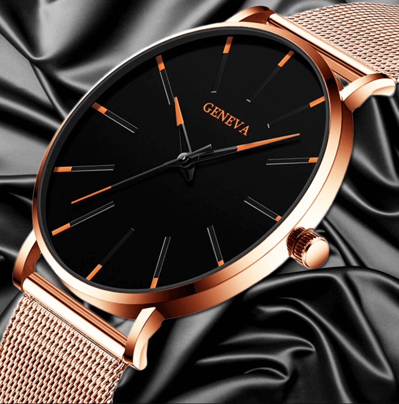 Dunne Zaken Horloge voor Mannen met Lederen Band