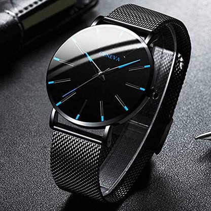 Dunne Zaken Horloge voor Mannen met Lederen Band - Velinix