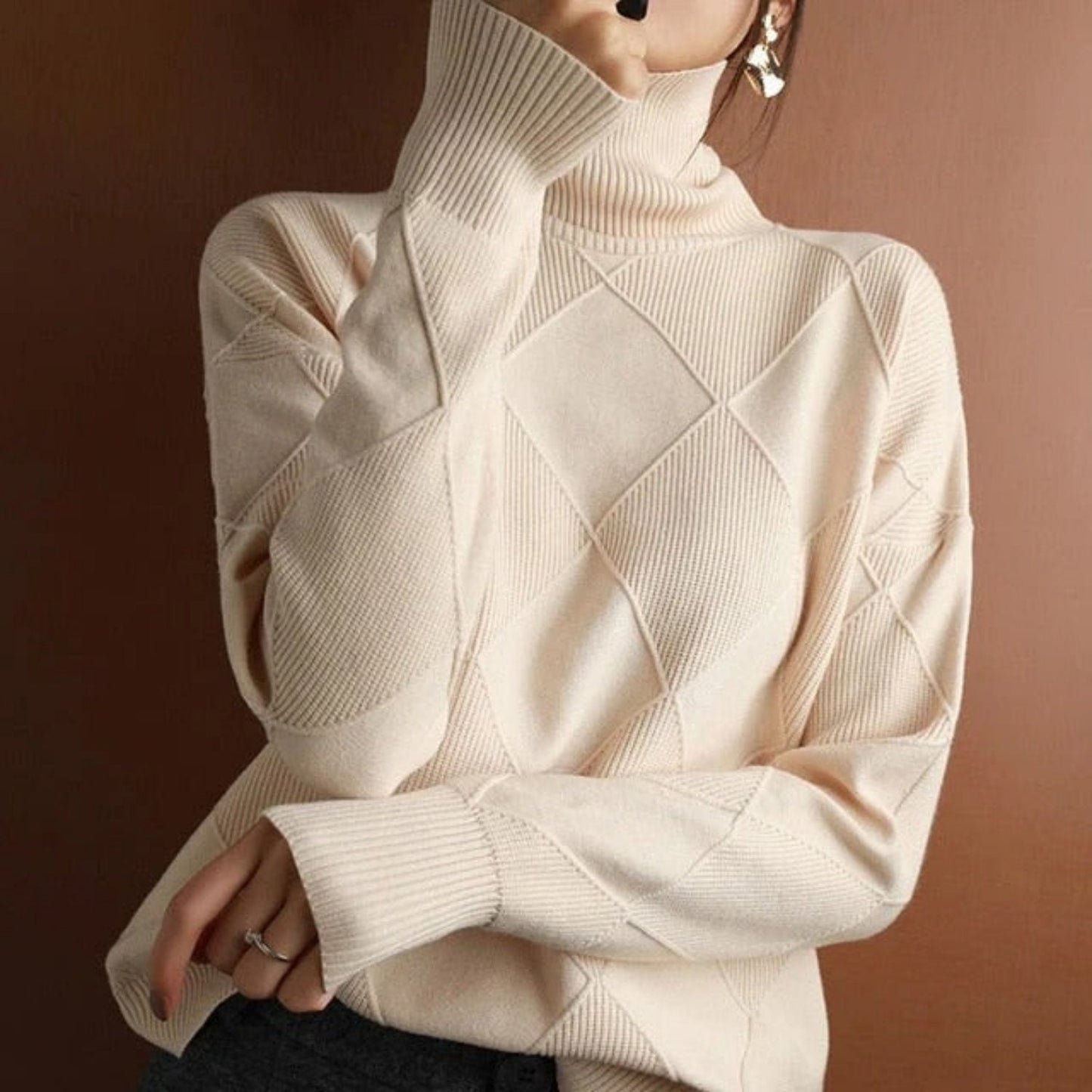 Dames Rollkragenpullover van Katoen Warm en Comfortabel