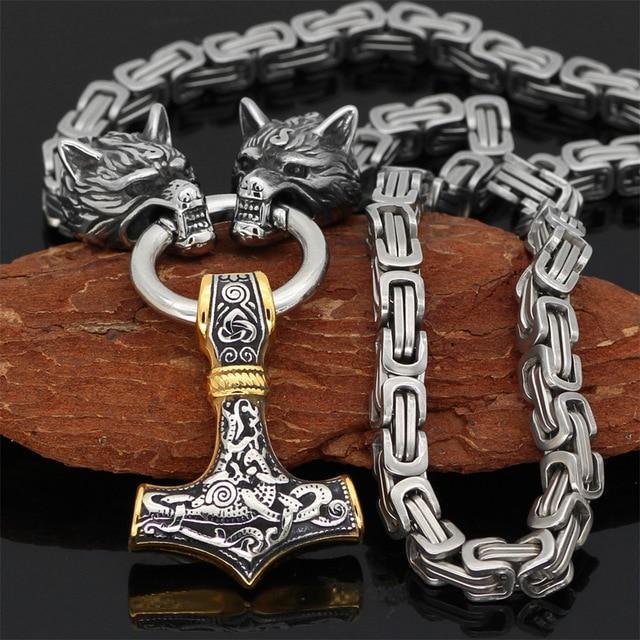 Mannen Ketting Viking Wolf Amulet van Roestvrij Staal