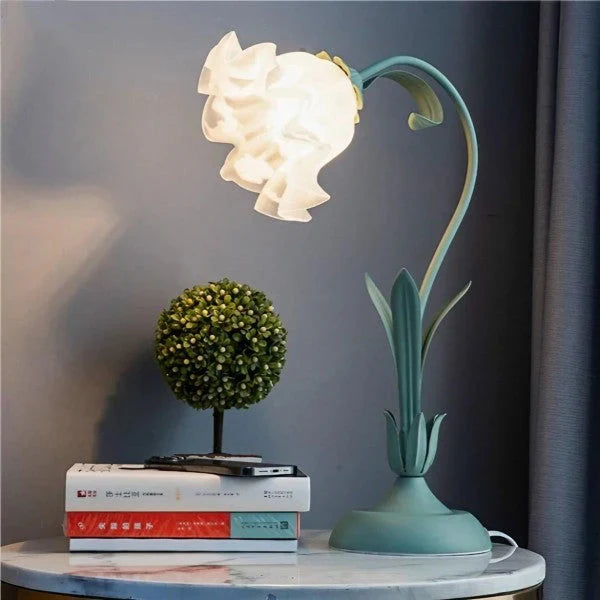 Vintage Tafellamp met Verstelbare Arm Bloemenpatroon