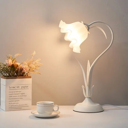 Vintage Tafellamp met Verstelbare Arm Bloemenpatroon