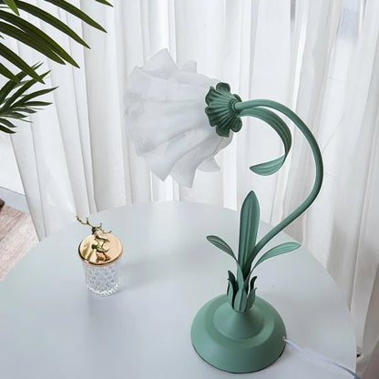Vintage Tafellamp met Verstelbare Arm Bloemenpatroon