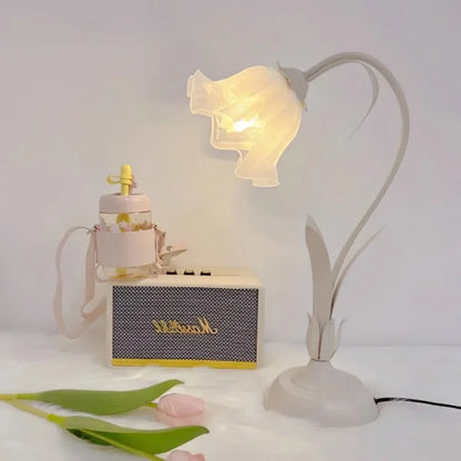 Vintage Tafellamp met Verstelbare Arm Bloemenpatroon