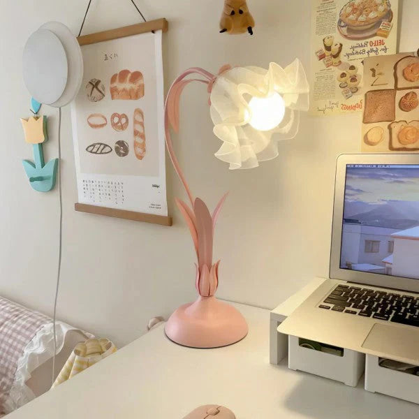 Vintage Tafellamp met Verstelbare Arm Bloemenpatroon
