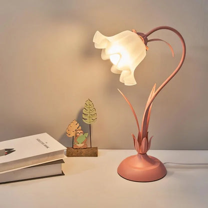 Vintage Tafellamp met Verstelbare Arm Bloemenpatroon