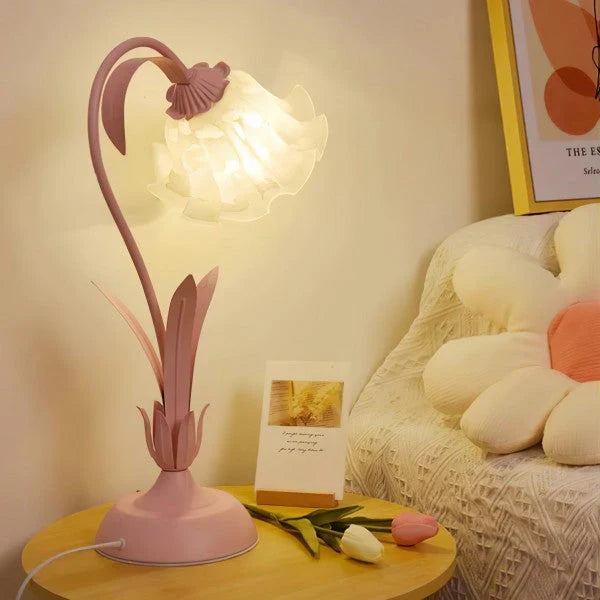 Vintage Tafellamp met Verstelbare Arm Bloemenpatroon