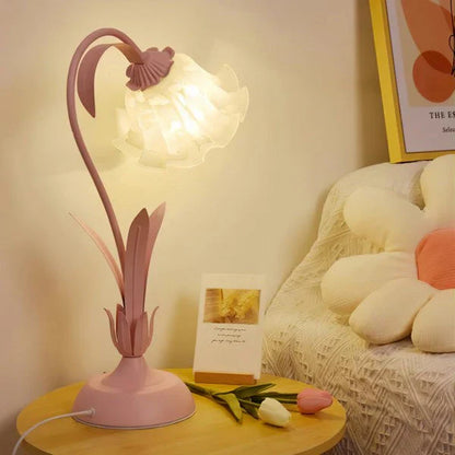 Vintage Tafellamp met Verstelbare Arm Bloemenpatroon