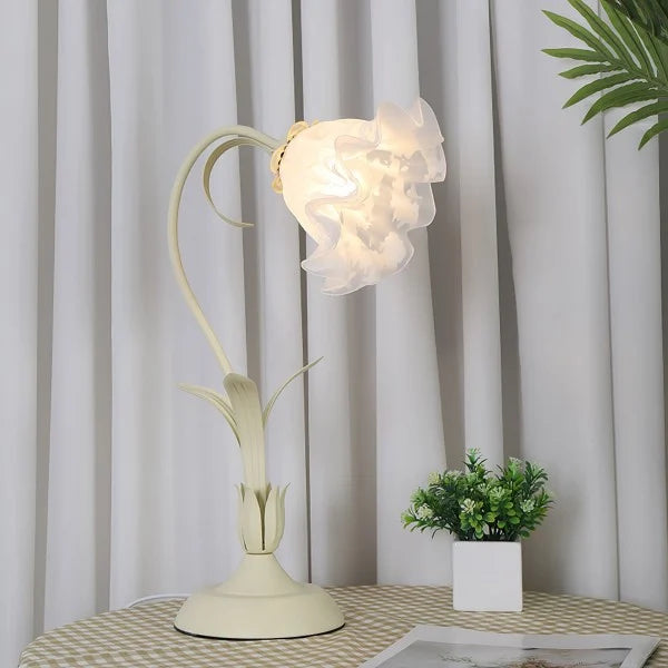 Vintage Tafellamp met Verstelbare Arm Bloemenpatroon