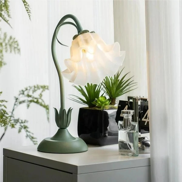 Vintage Tafellamp met Verstelbare Arm Bloemenpatroon