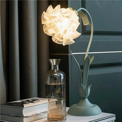 Vintage Tafellamp met Verstelbare Arm Bloemenpatroon