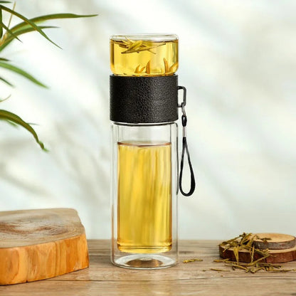 Draagbare Warmhoudfles van Glas met Theefilter voor Thee en Koffie