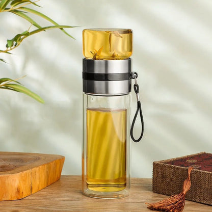 Draagbare Warmhoudfles van Glas met Theefilter voor Thee en Koffie