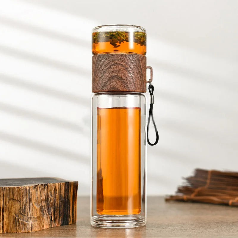 Draagbare Warmhoudfles van Glas met Theefilter voor Thee en Koffie