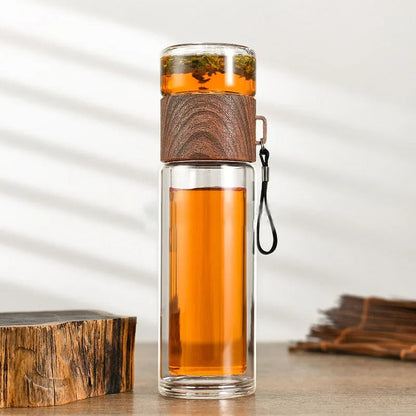 Draagbare Warmhoudfles van Glas met Theefilter voor Thee en Koffie