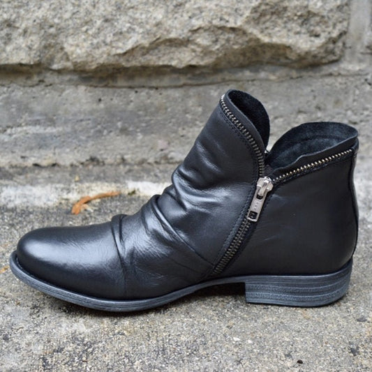 Dames Enkellaarsjes Leren Stijlvol Elegant - Velinix