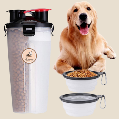 Waterfles voor Honden 2-in-1 met Snackvak en Terugloopfunctie - Velinix
