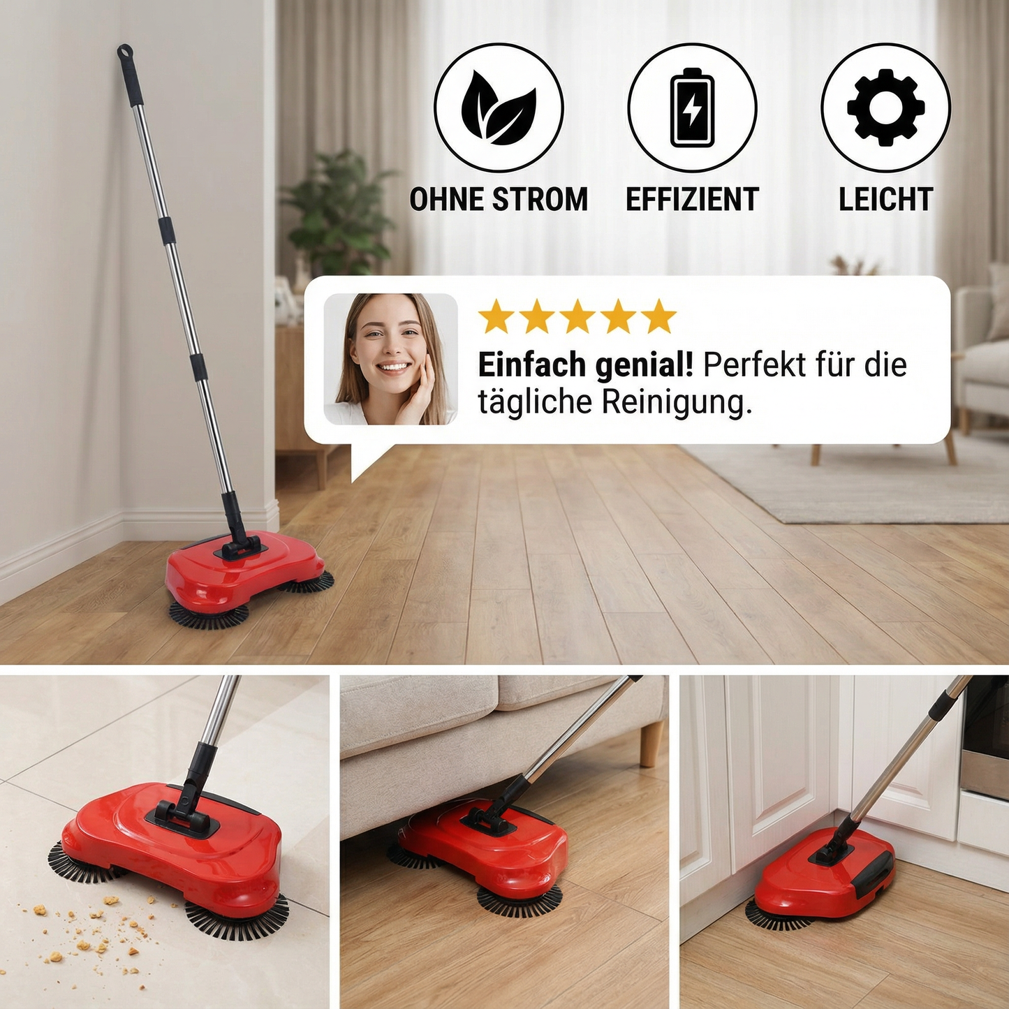 2in1 Stofzuiger Bezem Stroomloos Handig