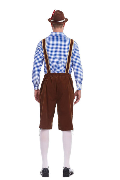 Traditioneel Herenkostuum Set met Lederhose en Geruit Overhemd