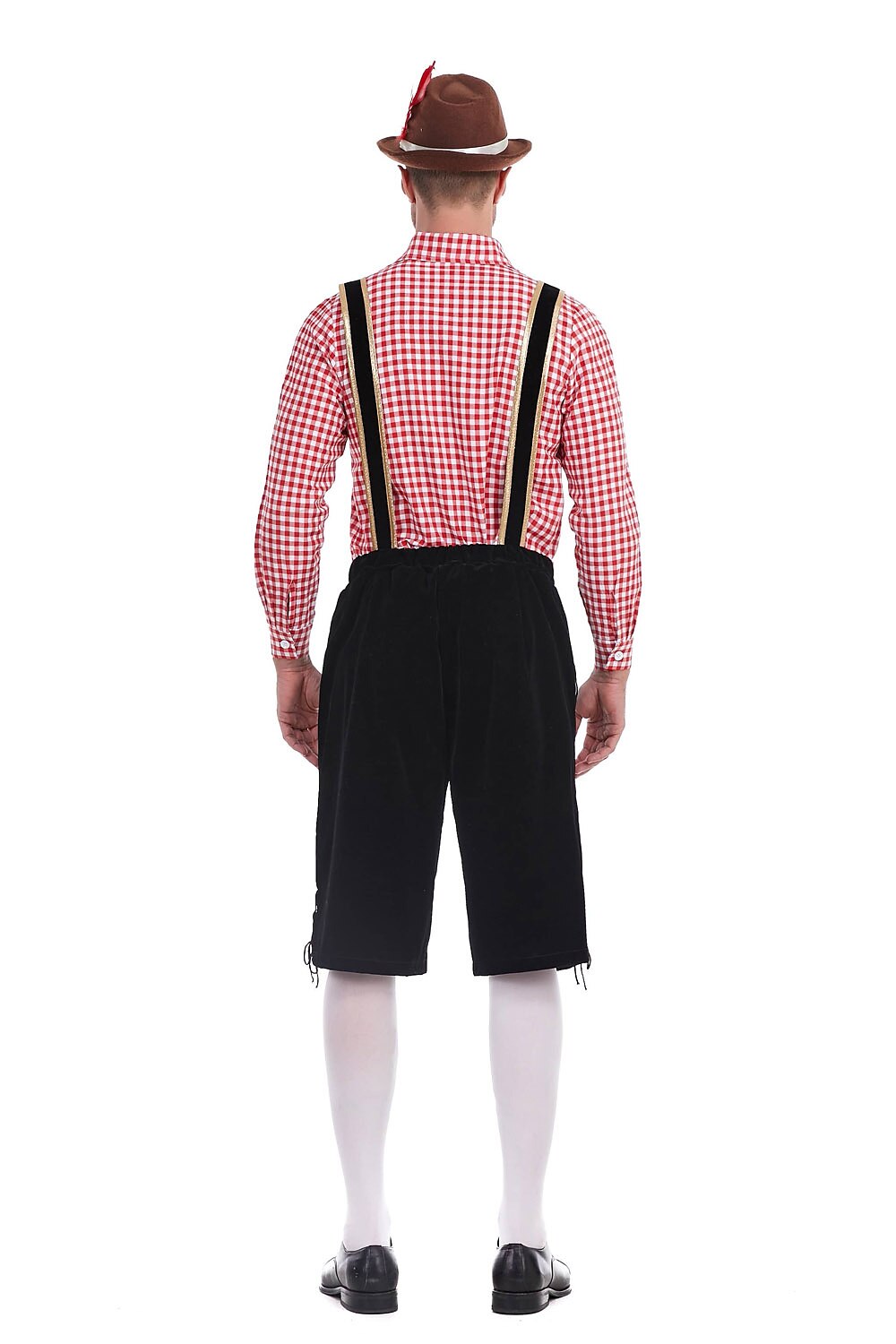 Traditioneel Herenkostuum Set met Lederhose en Geruit Overhemd