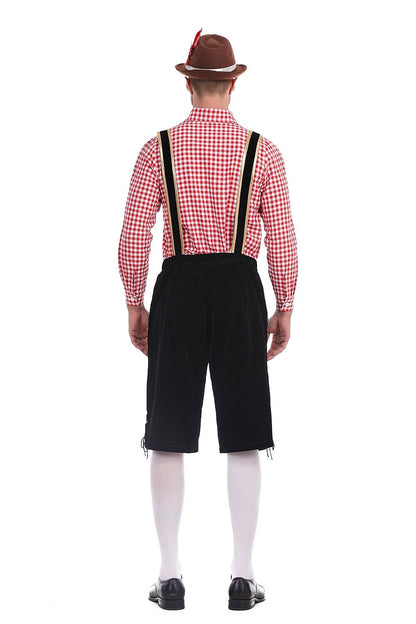 Traditioneel Herenkostuum Set met Lederhose en Geruit Overhemd